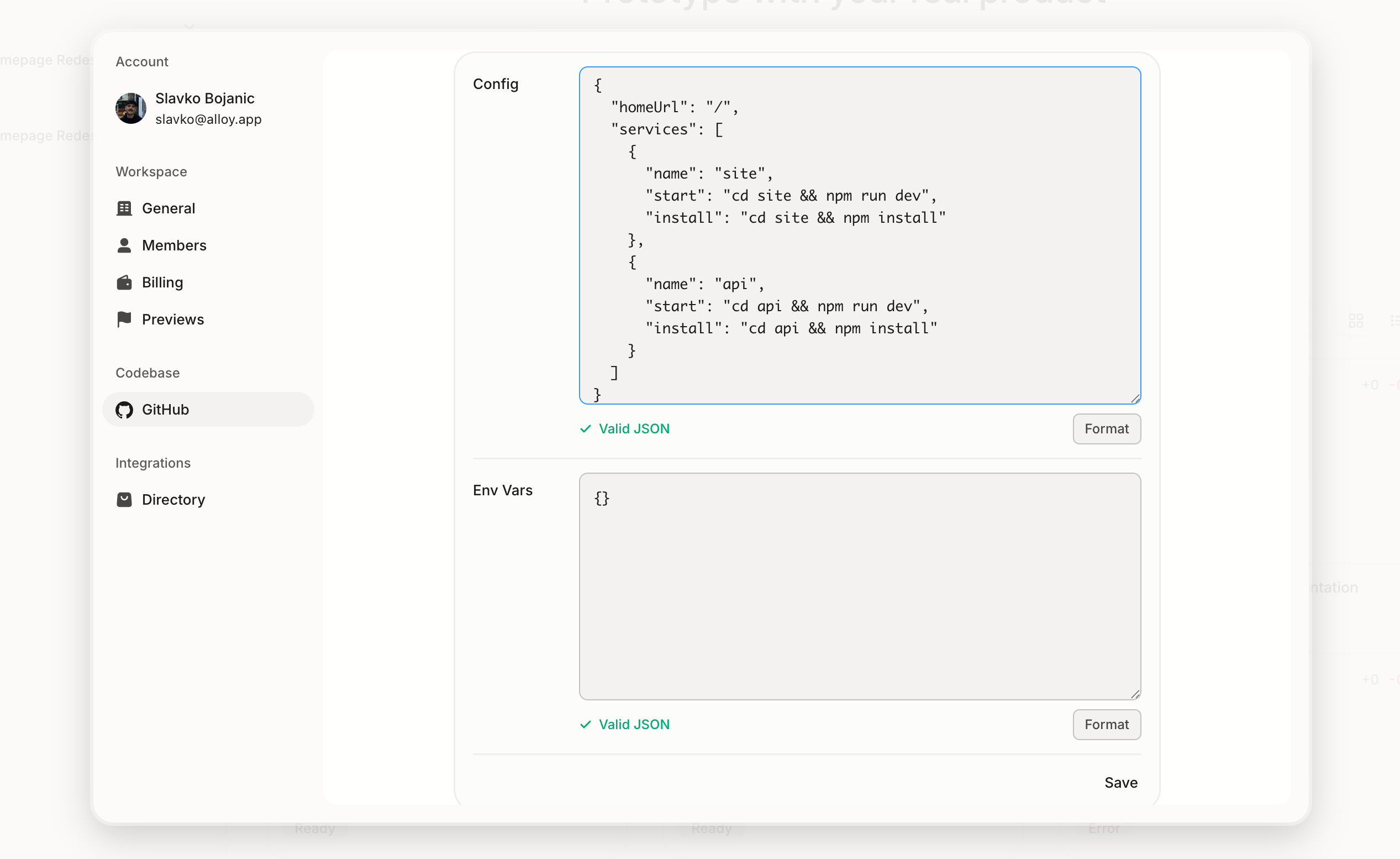 Workspace config field in Alloy