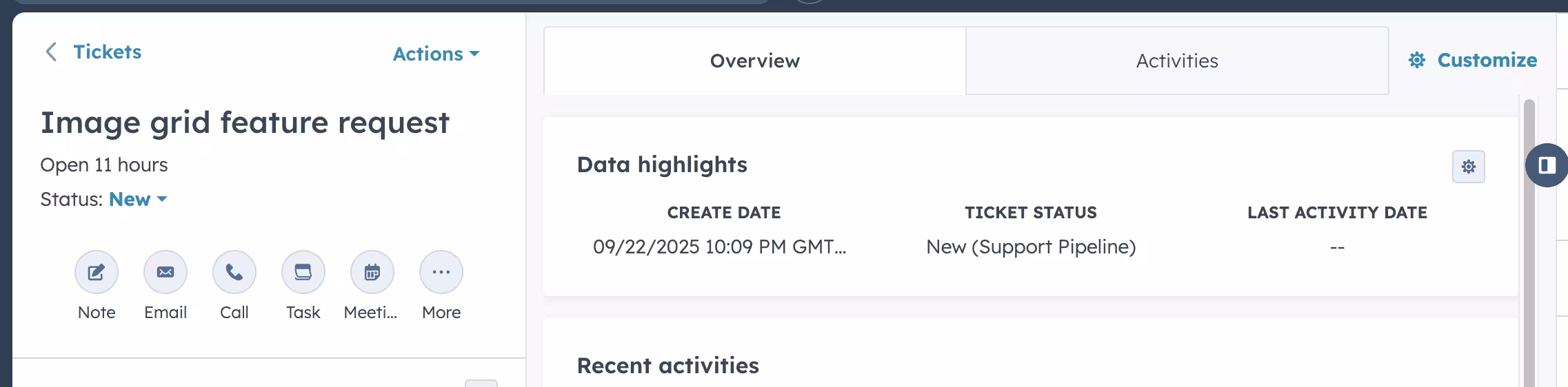 Customize ticket view